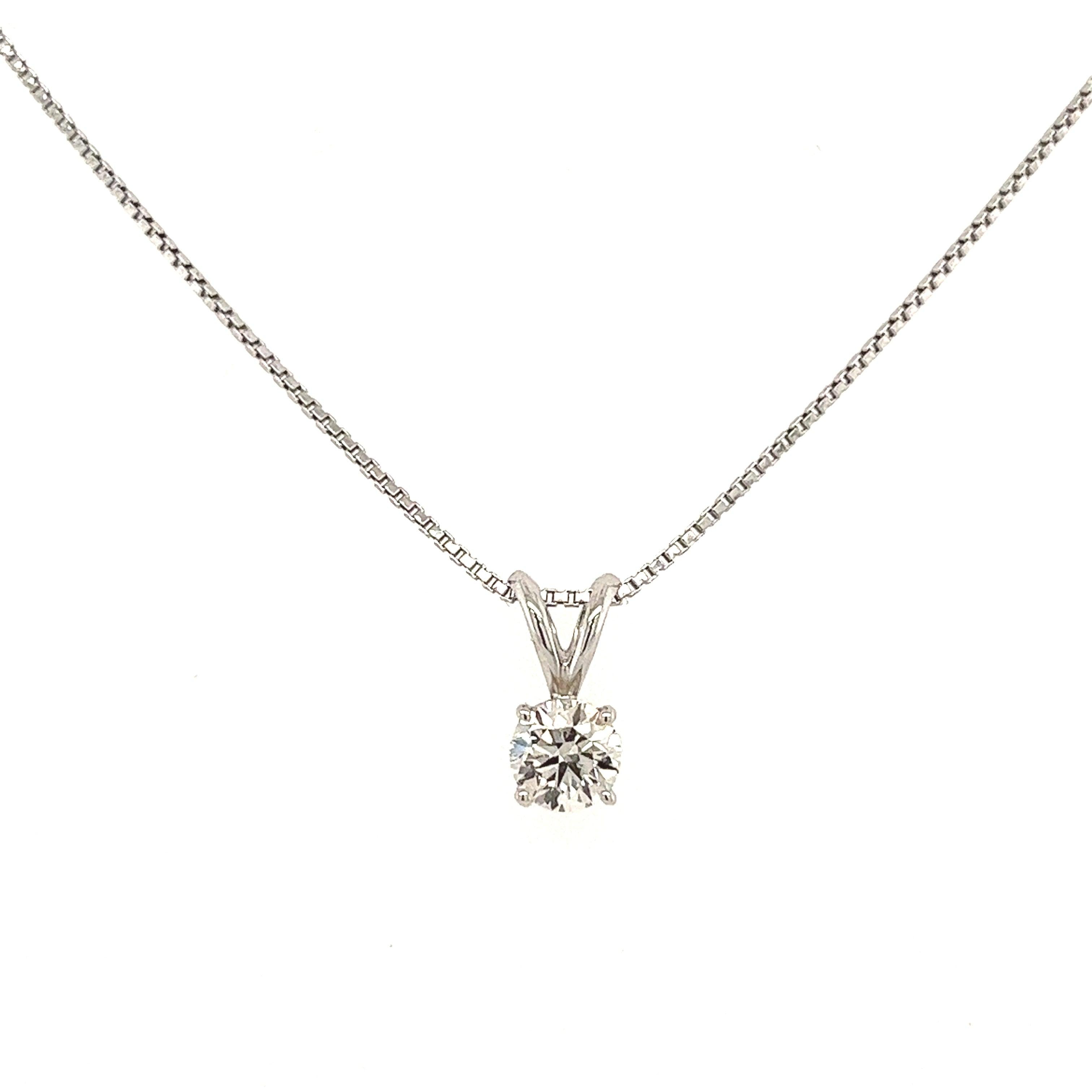 3 carat Round Lab Grown Diamond Solitaire Pendant in 14K White Gold-Necklaces-ASSAY