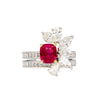 AGL Certified 8 Carat No Heat Kashmir Sapphire, Burma Ruby, & Diamond Stack Ring