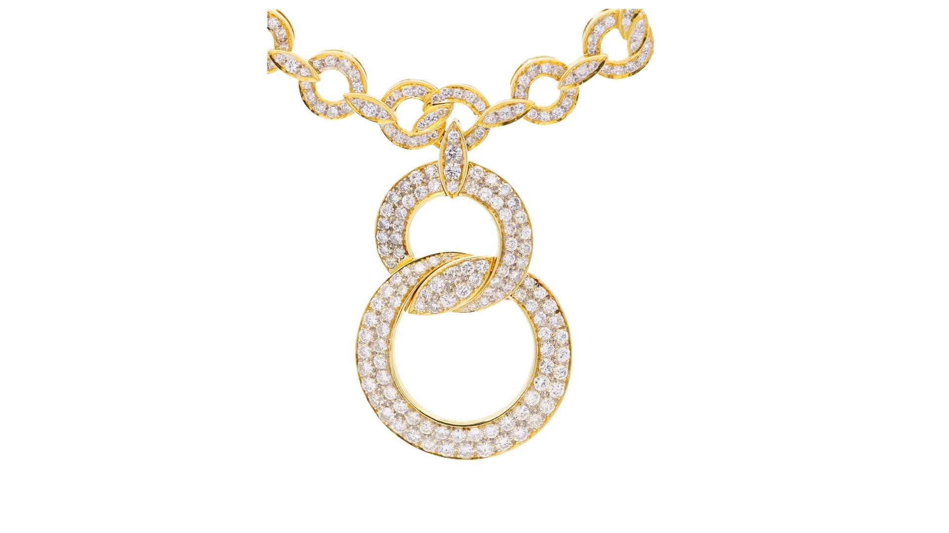 Natural Diamond 16 Carat Round-Brilliant Cut Interlocking Circle Pendant Necklace in 18K Yellow Gold-Necklace-ASSAY