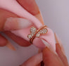 Natural Diamond Butterfly Ring 14K Gold Two Piece Sharing Stack Ring-Rings-ASSAY