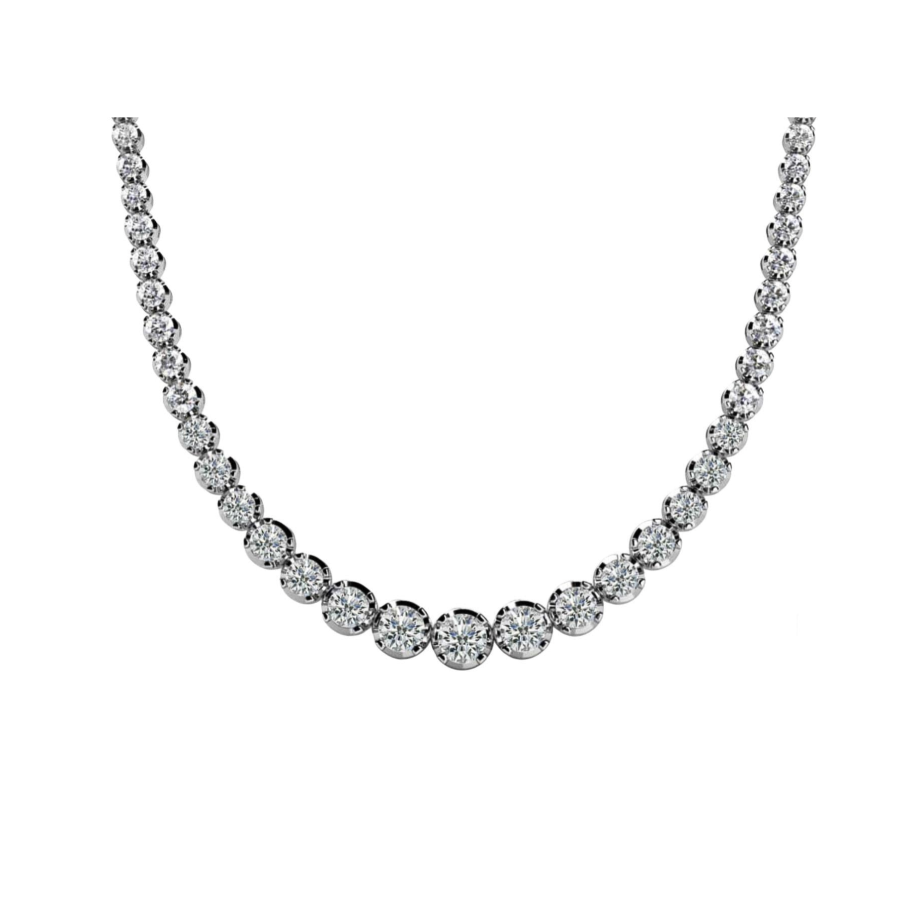 Platinum 3 Carat Diamond Graduated Tennis Choker Necklace ASSAY