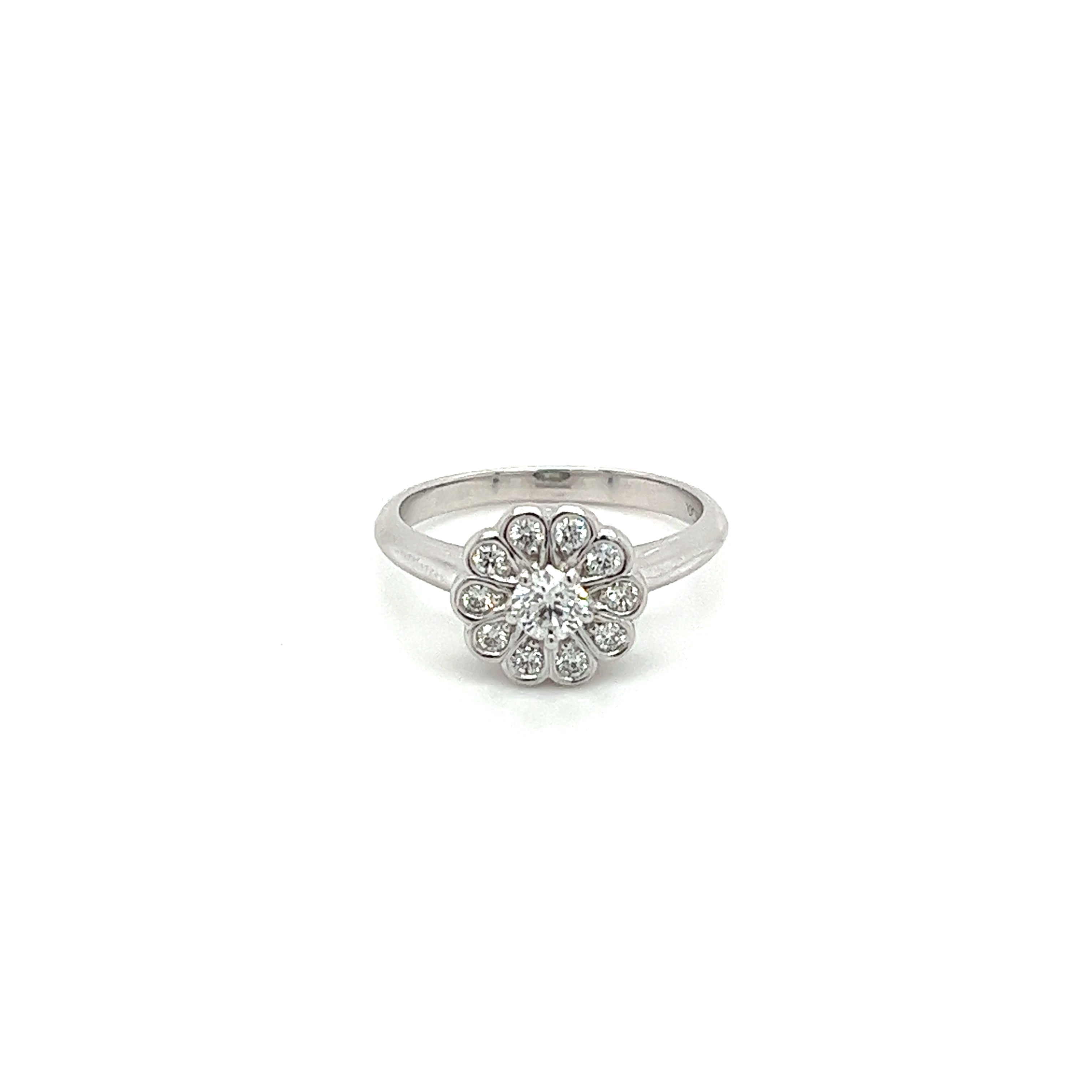 Tiffany & Co. Vintage Flower Shape Diamond Ring in Platinum Setting-Engagement Ring-ASSAY