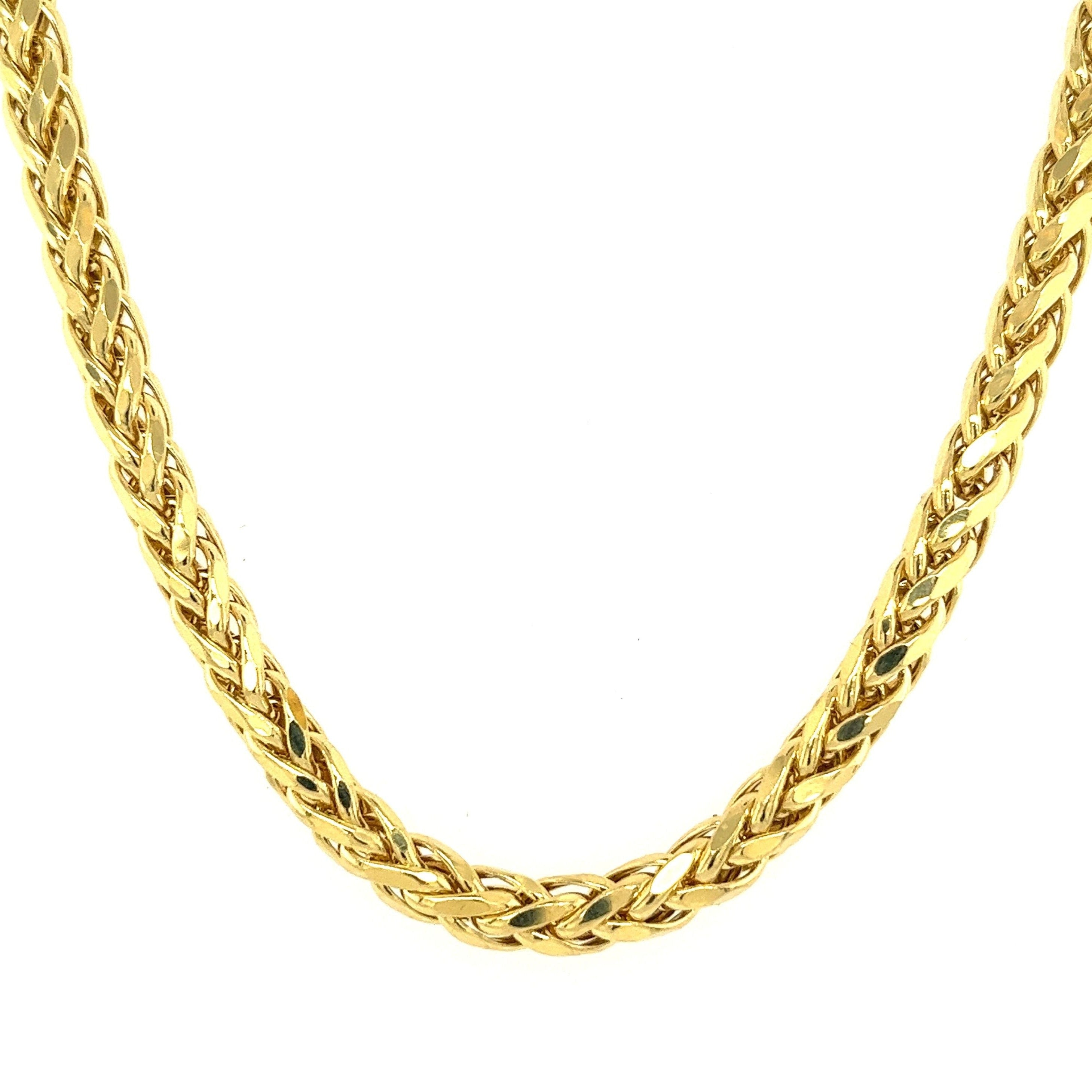 14K Yellow Gold Franco Spiga Link Necklace 4.8MM 18-20 Inches-Gold chain-ASSAY