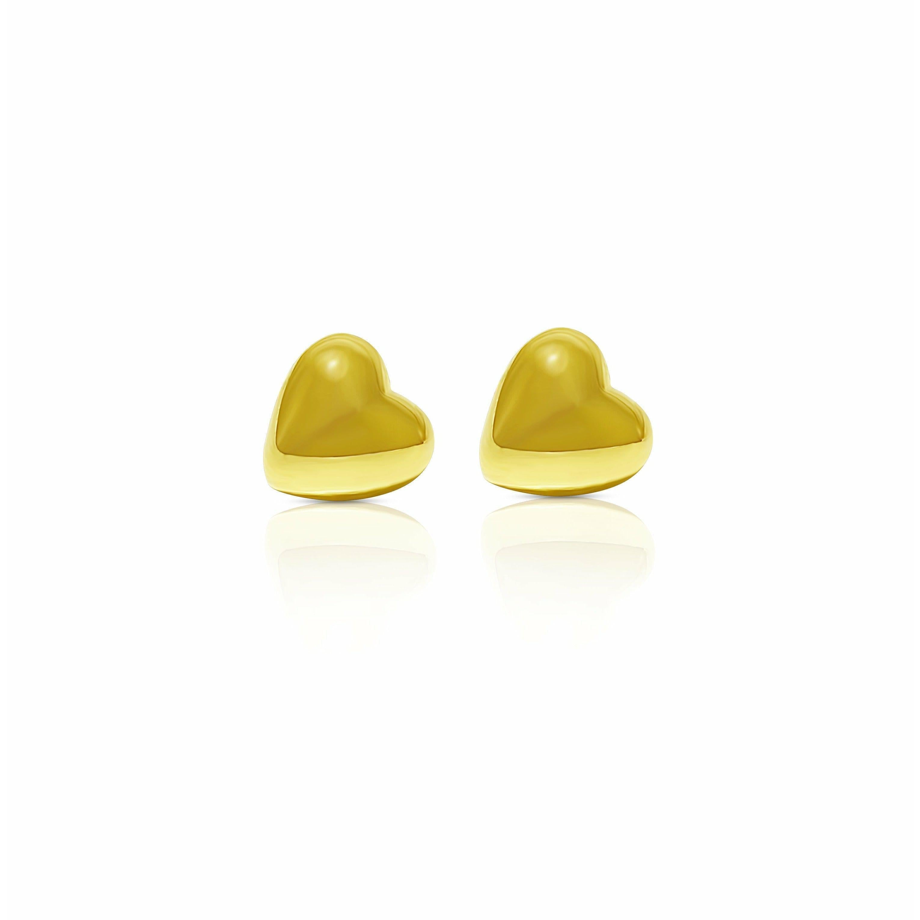 14k Solid Gold Heart Shape Stud Earrings - ASSAY