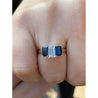 0.92 carat GIA certified Emerald Cut Diamond Engagement ring with Blue Sapphire Sidestone - ASSAY
