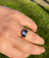 0.92 carat GIA certified Emerald Cut Diamond Engagement ring with Blue Sapphires-Assay Jewelers-ASSAY