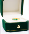 1 Carat Square Cut Natural Emerald and Diamond 5-stone Ring in 14K Yellow Gold