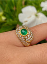 1 Carat Vintage Cabochon Cut Natural Emerald Ring in 18k yellow gold-Emerald Ring-ASSAY