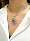 10.36 Carat Oval Cut No Heat Sri Lanka Blue Sapphire Drop Pendant Necklace-Necklace-ASSAY