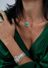 11.54 carat Colombian Emerald and Baguette Diamond Pendant in Platinum-Necklaces-ASSAY