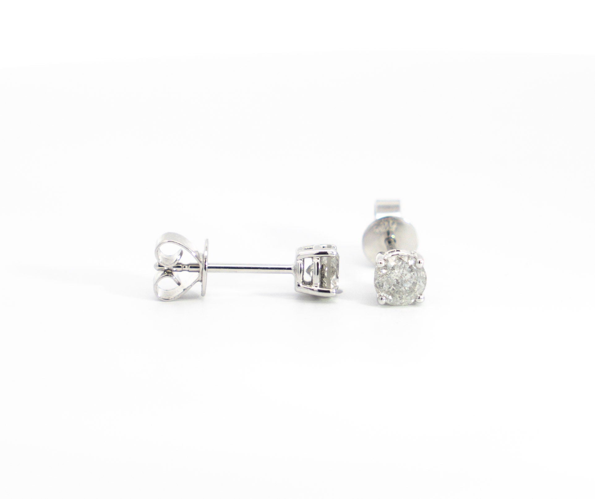 2 Carat Natural Diamond 4-Prong Basket Stud Earrings In 14K White Gold-Earrings-ASSAY