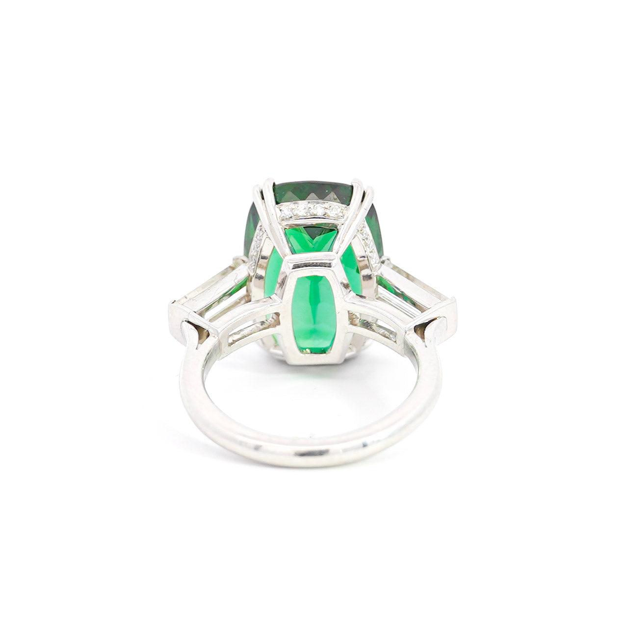 12.68 Carat Zoisite Green Tanzanite & Diamond Ring in Platinum 950 | IGI Certified