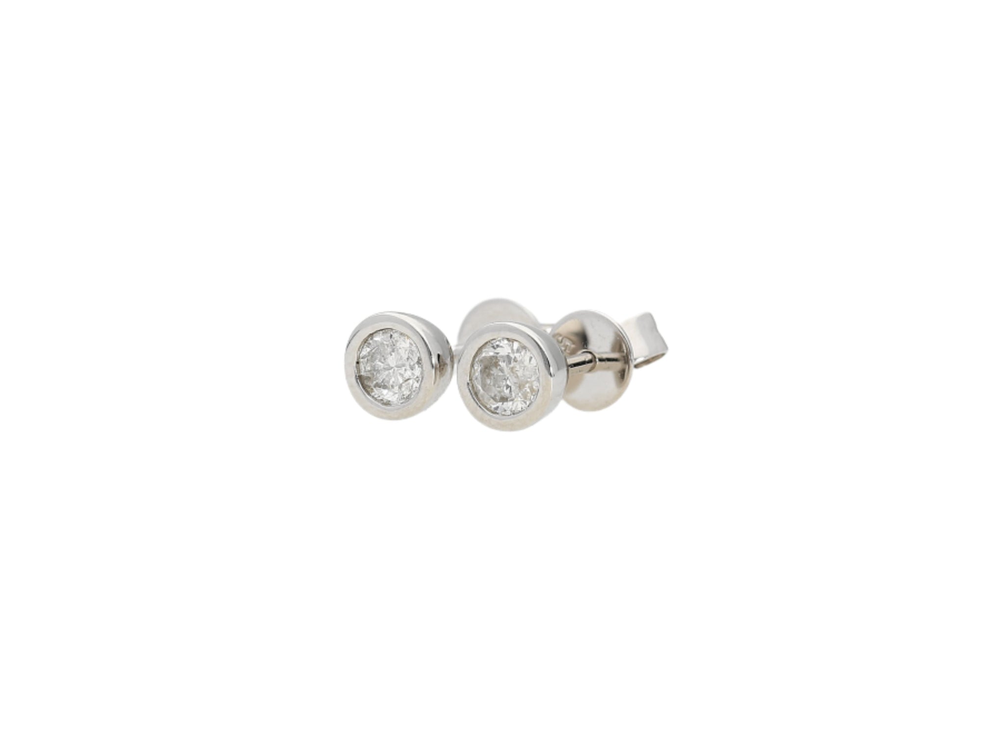 1/3 CTTW Bezel Set Natural Diamond Stud Earrings in 14k White Gold | 3.5 MM-Earrings-ASSAY