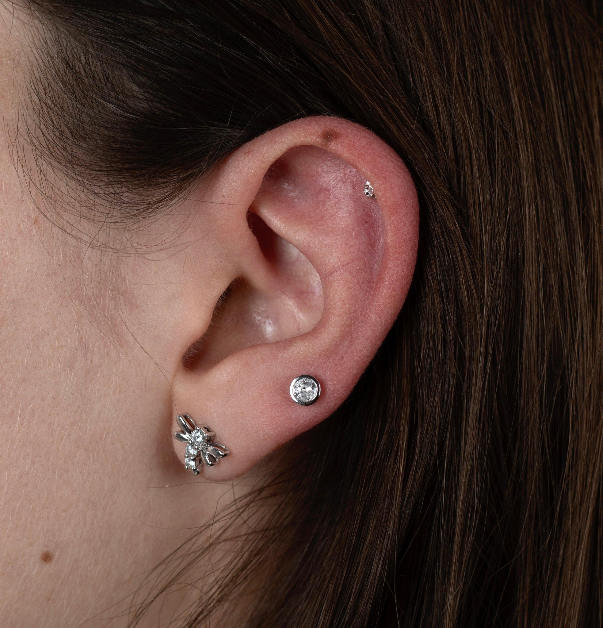 1/3 CTTW Bezel Set Natural Diamond Stud Earrings in 14k White Gold | 3.5 MM-Earrings-ASSAY