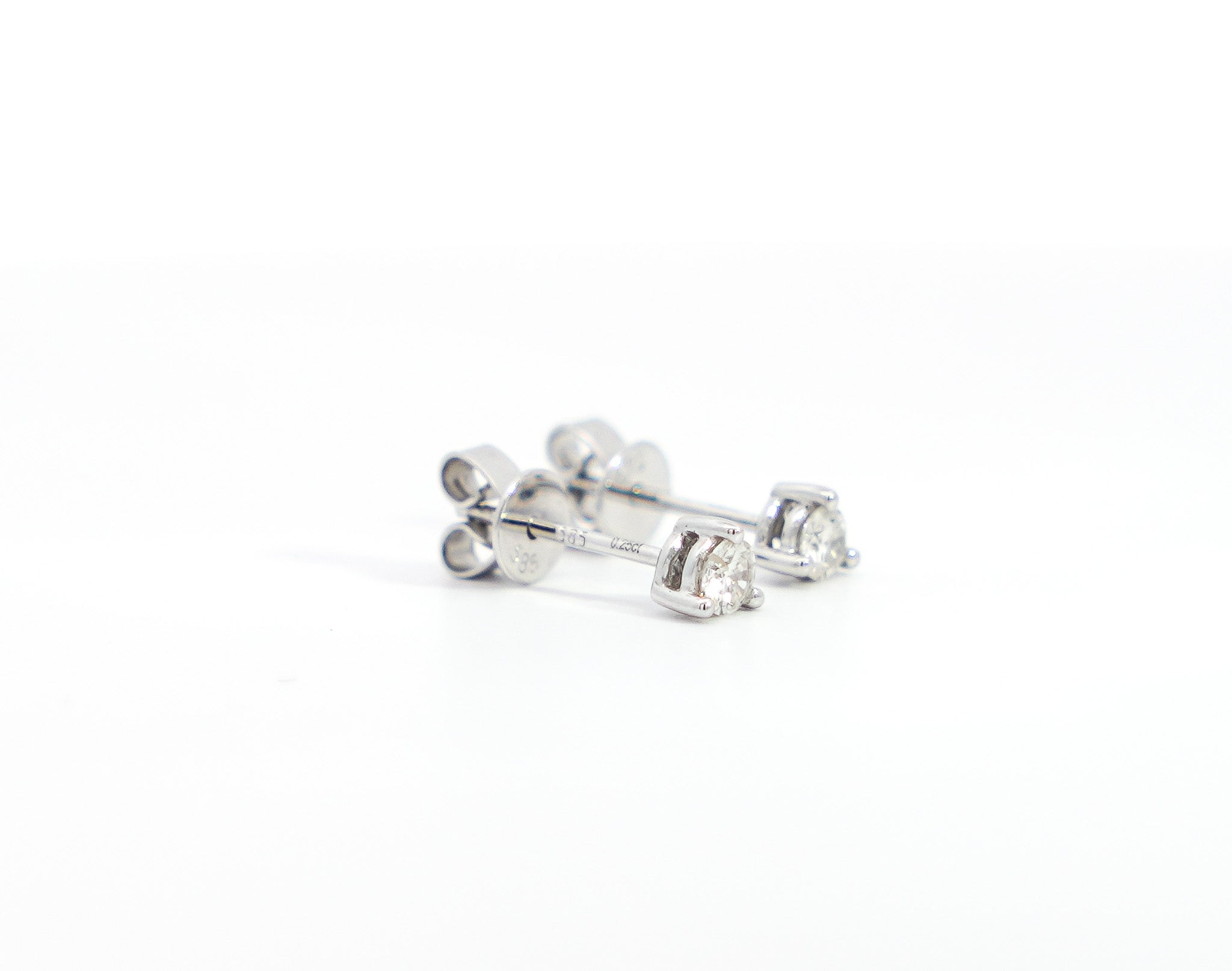 3 Carat Natural Diamond 3-Prong Stud Earrings 4mm in 14K White Gold-Earrings-ASSAY