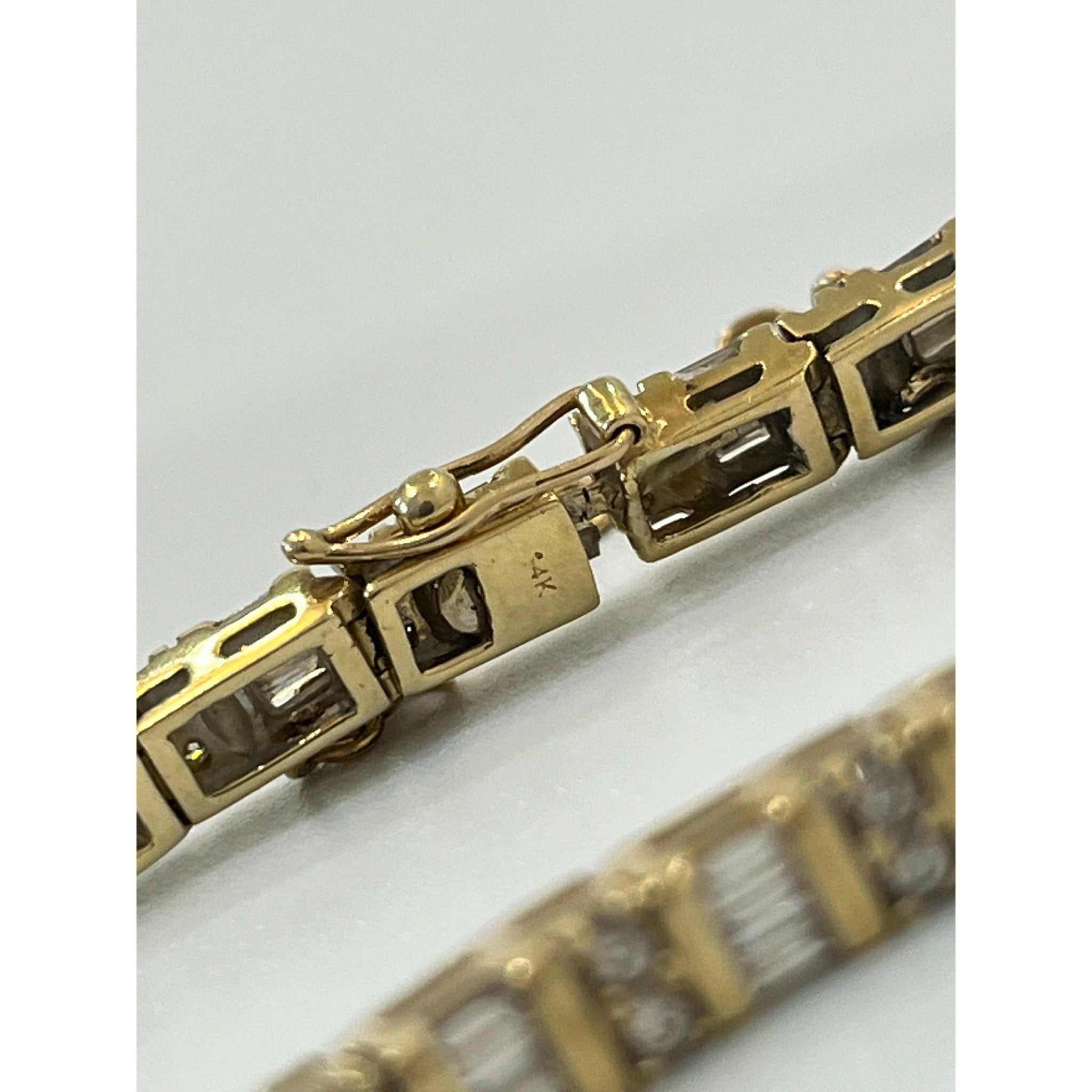 Round and Baguette Cut Diamond Yellow Gold Bracelet – Robert Chavira Inc