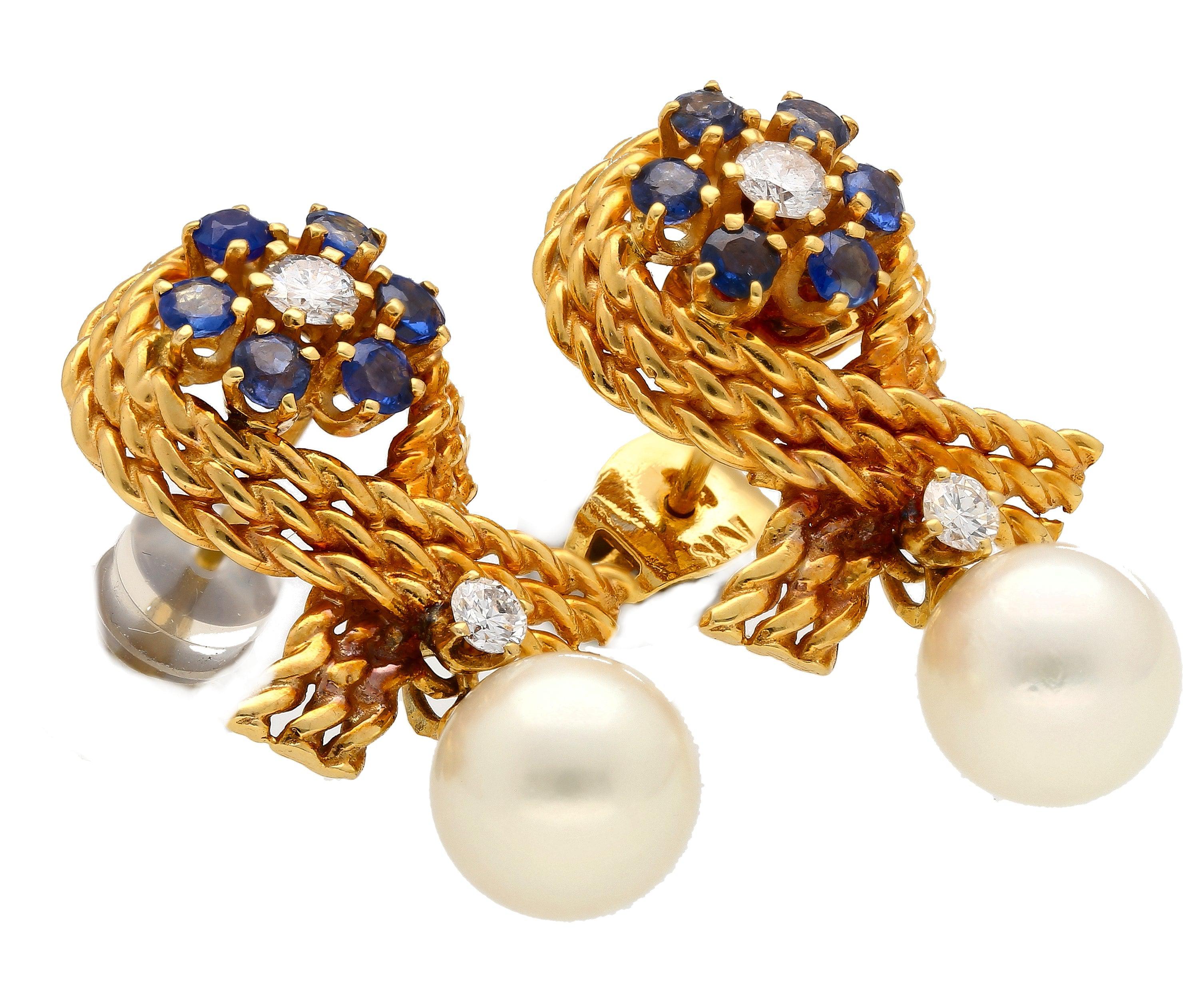 14K-Gold-Textured-Ribbon-Motif-Natural-Pearl-Diamond-and-Sapphire-Stud-Earrings-Earrings-2.jpg