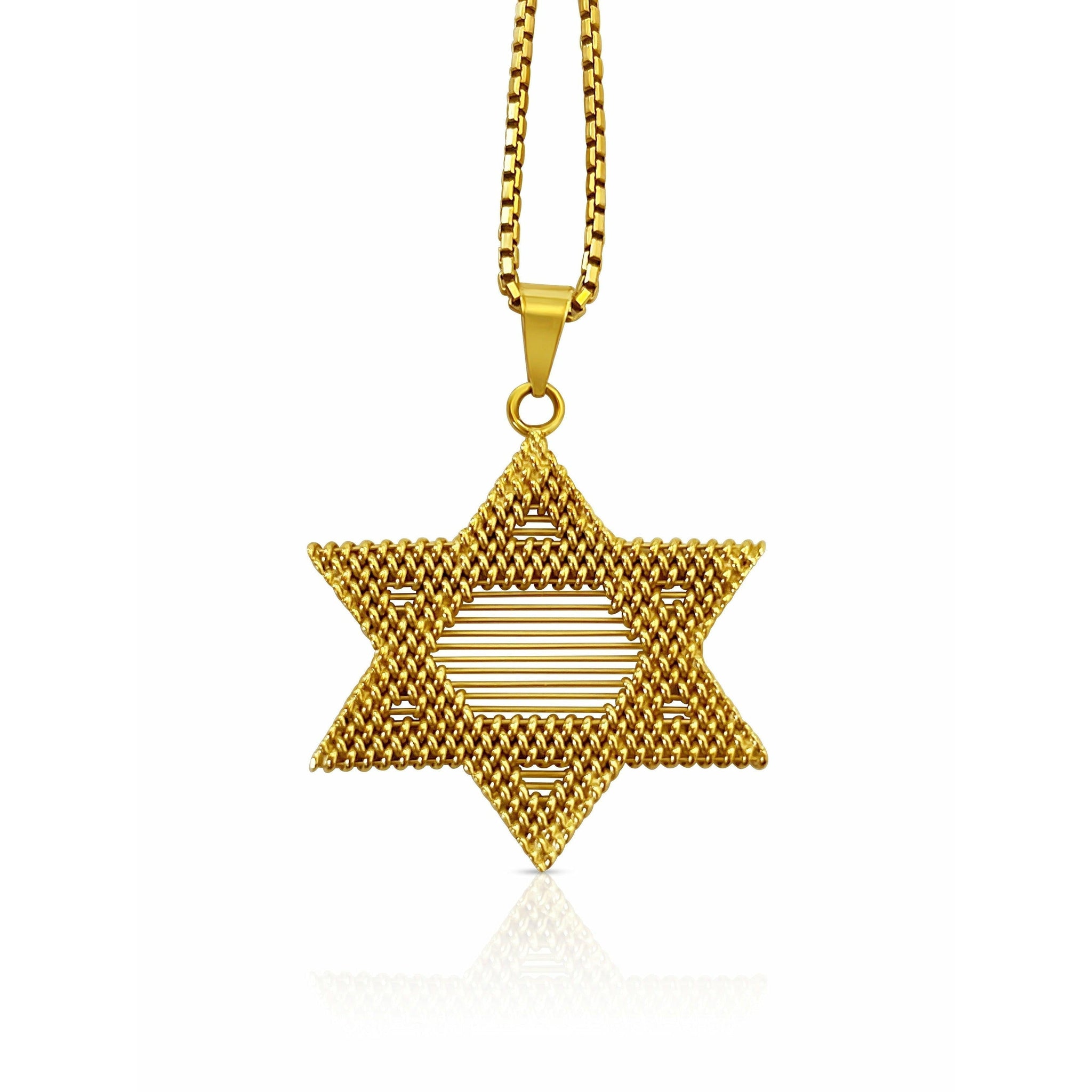 14K Solid Yellow Gold Star of David Pendant Necklace - ASSAY