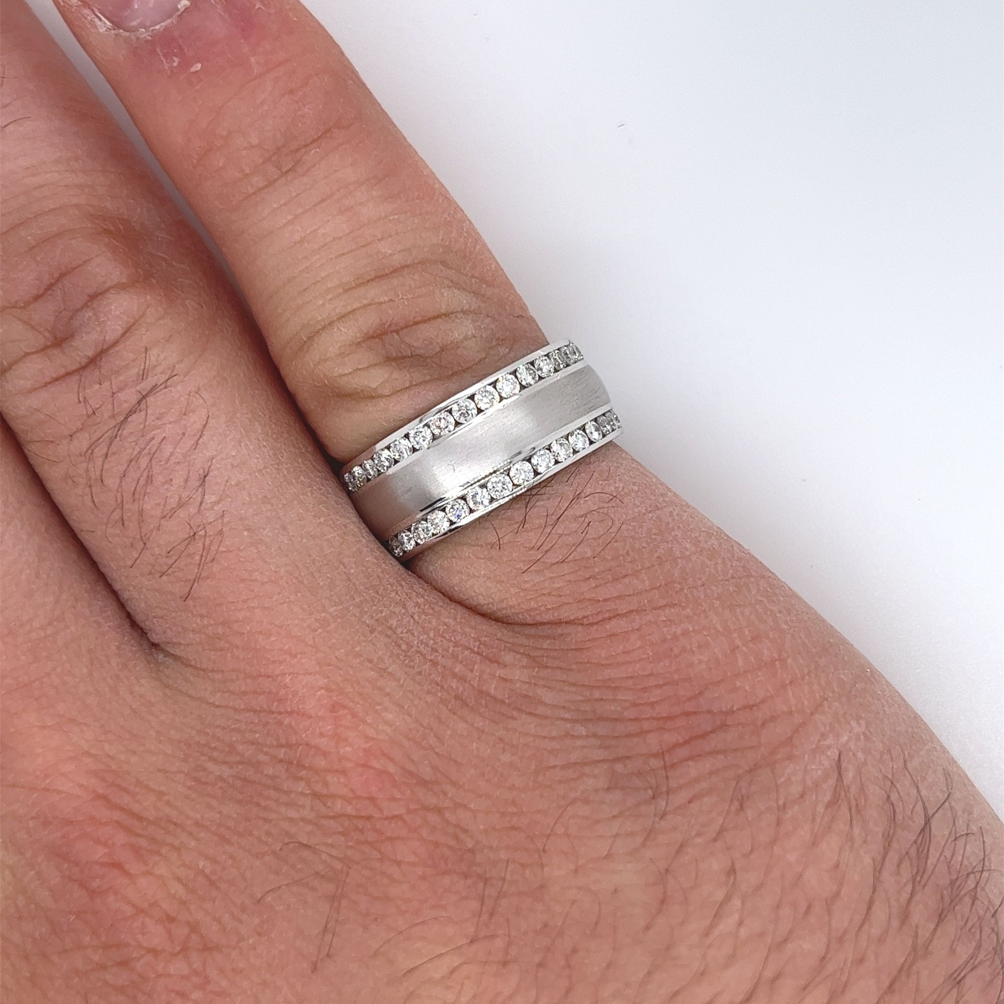 White gold double row diamond ring Clearance