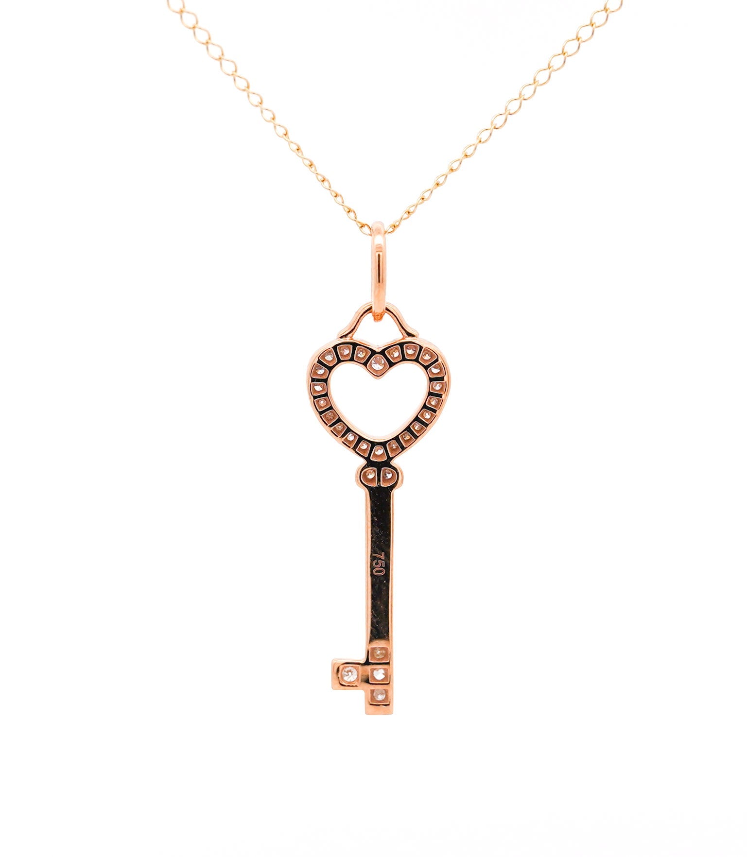 14K White Gold Natural Diamond Key To My Heart Pendant Necklace