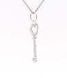 14K White Gold Natural Diamond Key To My Heart Pendant Necklace-Pendants-ASSAY