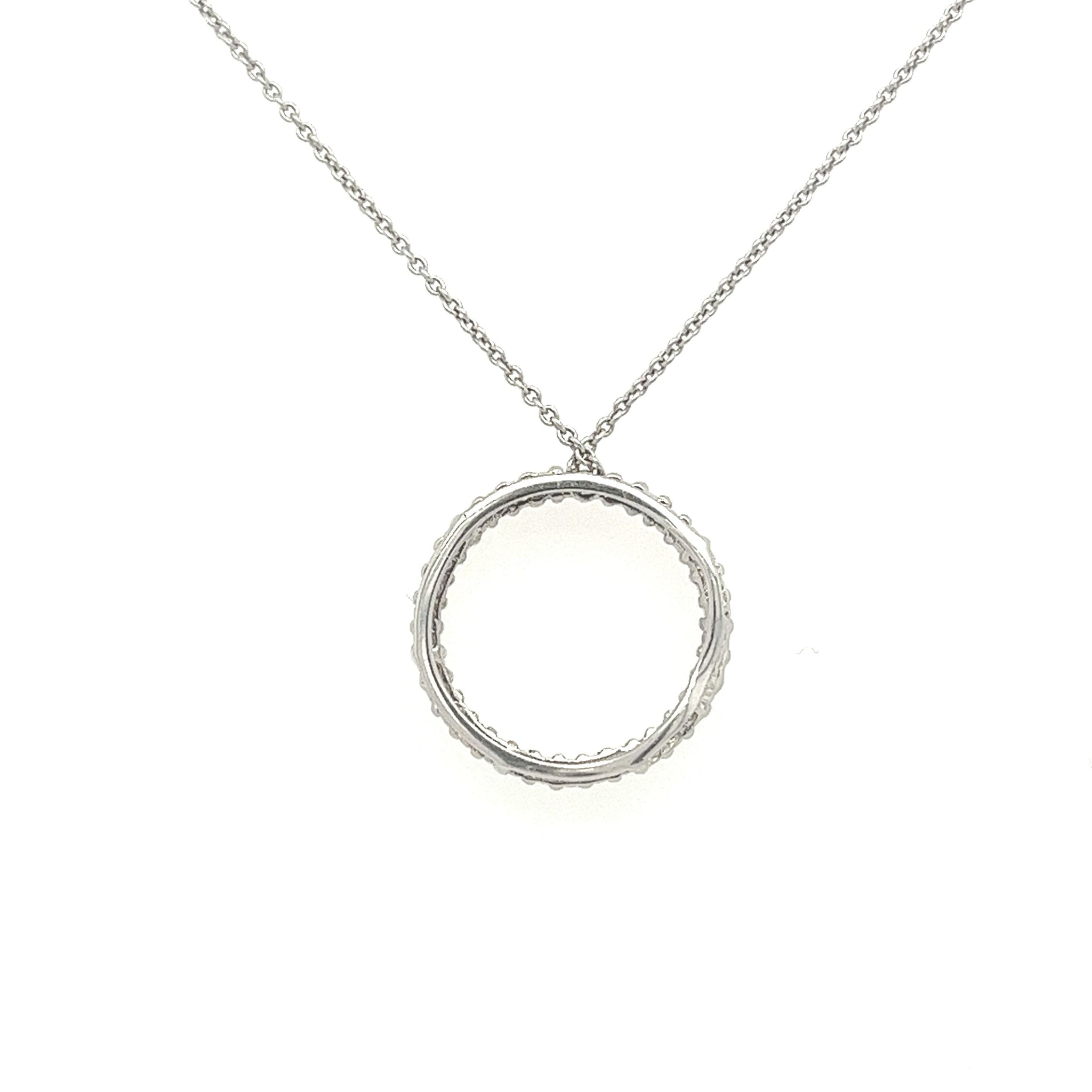 14K White Gold Round Diamond Open Circle Connecting Pendant-Necklace-ASSAY
