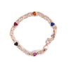 14K Yellow Gold Heart-Shape Multi Gemstone Charm Bracelet | Pink/Blue Sapphire, Peridot, Citrine, Ruby-Bracelets-ASSAY