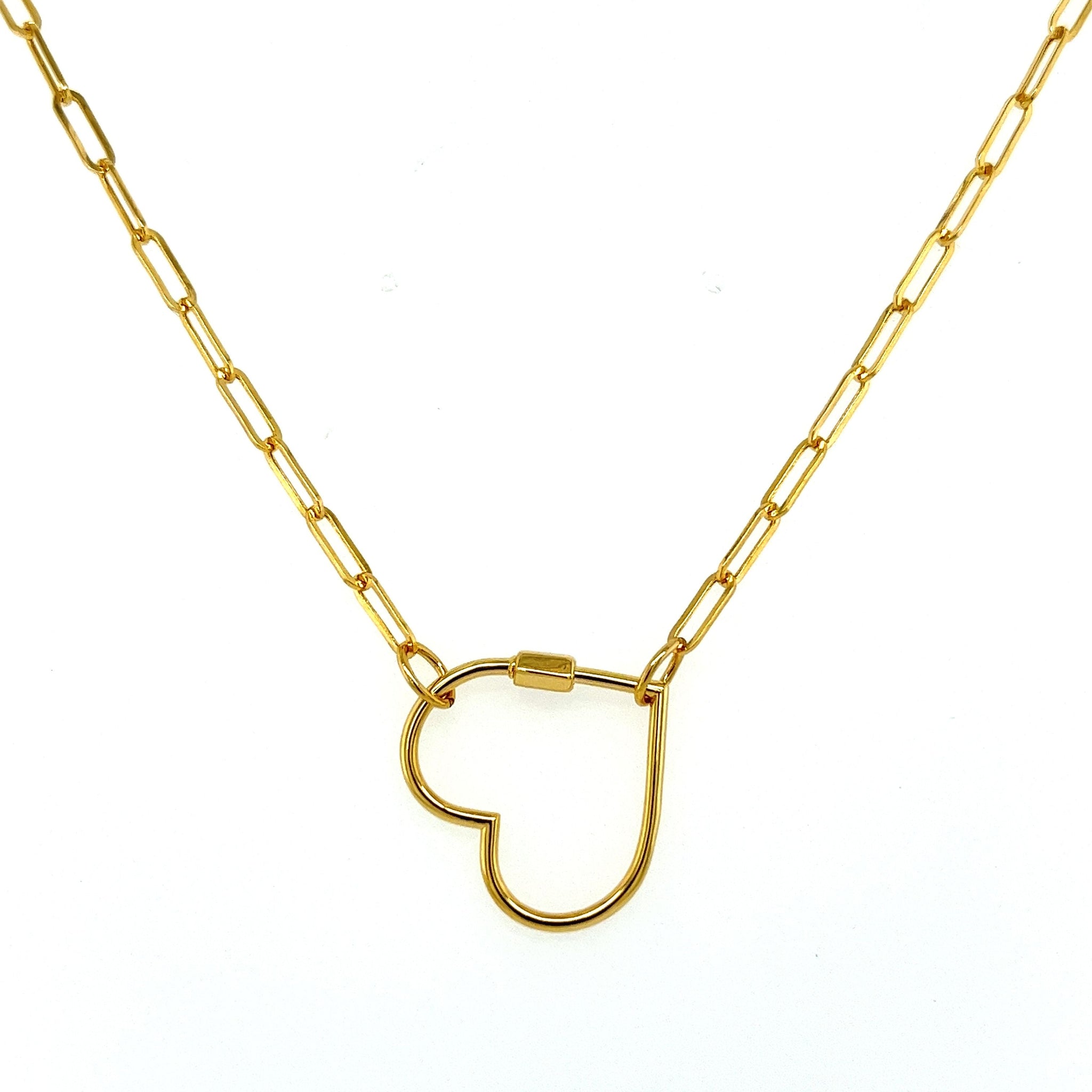 14kt Yellow Gold Paperclip Bracelet with Heart Charm