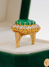 14.51 Carat Insignificant Oil Colombian Emerald & Old Euro Cut Diamond Halo Ring-Rings-ASSAY