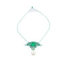 14.89 Carat Minor Oil Colombian Emerald & Green Gold Enamel Art Nouveau Necklace