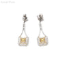 15 Carat Colombian Minor Oil Emerald & Diamond Dangle Earrings in 18K White Gold
