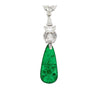 17 Carat Old Mine Insignificant Oil Colombian Drop Emerald & Diamond 18K Gold Necklace-Necklaces-ASSAY