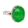 17.86 Carat Oval Cut Jadeite Jade and Diamond Ring in 18K White Gold 7-Rings-ASSAY
