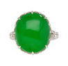 17.86 Carat Oval Cut Jadeite Jade and Diamond Ring in 18K White Gold 7-Rings-ASSAY