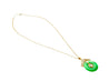 18K Gold Jadeite Jade Disc Pendant Necklace with Circular Jade and Baguette With Round Cut Diamonds-Necklace-ASSAY