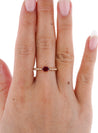18K Rose Gold Oval Cut Natural Ruby and Diamond Ribbed Bezel Set Ripple Ring-Rings-ASSAY