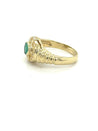 18K Solid Gold Oval Cut Natural Emerald Ring in Textured Ribbed Gold & Diamond Halo-Rings-ASSAY