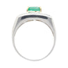 18K White Gold 1 Carat Natural Emerald Mens Ring With Princess Cut Diamonds-Rings-ASSAY