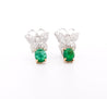18K White Gold 2 Carat Cabochon Emerald and Diamond Butterfly Drops Earrings-Earrings-ASSAY