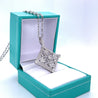 18K White Gold Art Deco Floral Diamond Shaped Pendant Set with Round Diamond Pave-diamond pendant-ASSAY