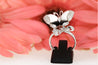 18K White Gold Butterfly Ring with Black Onyx, White Agate, and Round Cut Diamonds-Rings-ASSAY