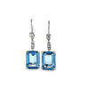 18K White Gold Emerald Cut Spinel & Diamond Drop Earrings-Earrings-ASSAY