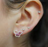 18K White Gold Ruby and Diamond Butterfly Outline Stud Earrings-Earrings-ASSAY