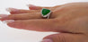 18K White Gold Type A Jadeite Jade Cabochon Cut Triangle Shape and Diamond Halo Ring-Rings-ASSAY