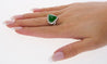 18K White Gold Type A Jadeite Jade Cabochon Cut Triangle Shape and Diamond Halo Ring-Rings-ASSAY