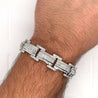 18K White Gold Unisex 12.72 CT TW Channel Set Baguette & Round Diamond Encrusted Bracelet-Bracelet-ASSAY