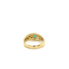 18K Yellow Gold Bezel Set Natural Emerald and Floating Round Diamond Ring-Rings-ASSAY