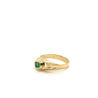 18K Yellow Gold Bezel Set Natural Emerald and Floating Round Diamond Ring-Rings-ASSAY