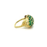 18K Yellow Gold Round Natural Emerald Gemstone Cluster Dome Ring-Rings-ASSAY