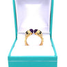 18k Gold Vintage Retro Open Ring With Amethyst, Peridot, and Diamonds-Rings-ASSAY
